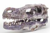 Polished Chevron Amethyst Dinosaur Crystal Skull - Ferocious! #218500-4